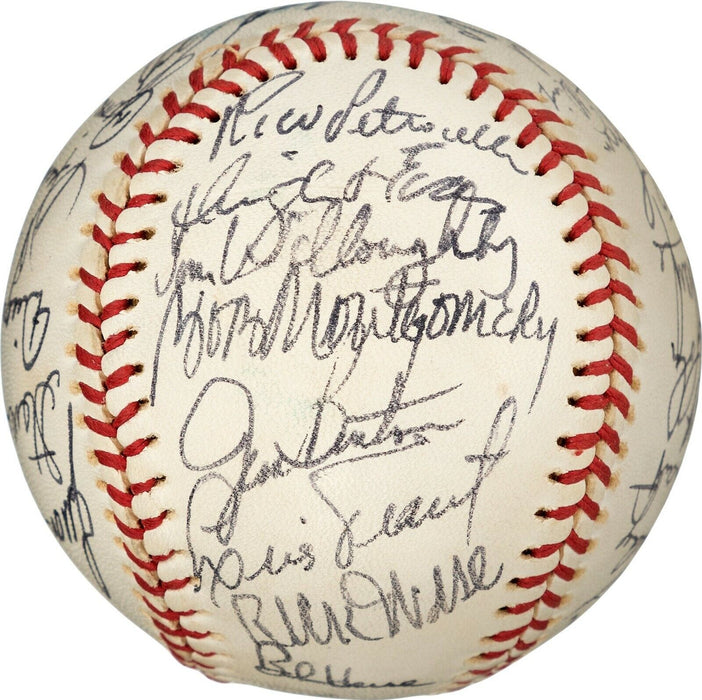 Beautiful Vintage 1975 Boston Red Sox Champs Team Signed Baseball PSA DNA & JSA