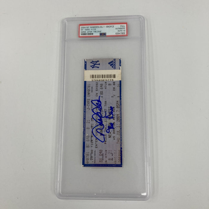Derek Jeter "The Dive" Signed Original Full Ticket PSA DNA 10 GEM MINT