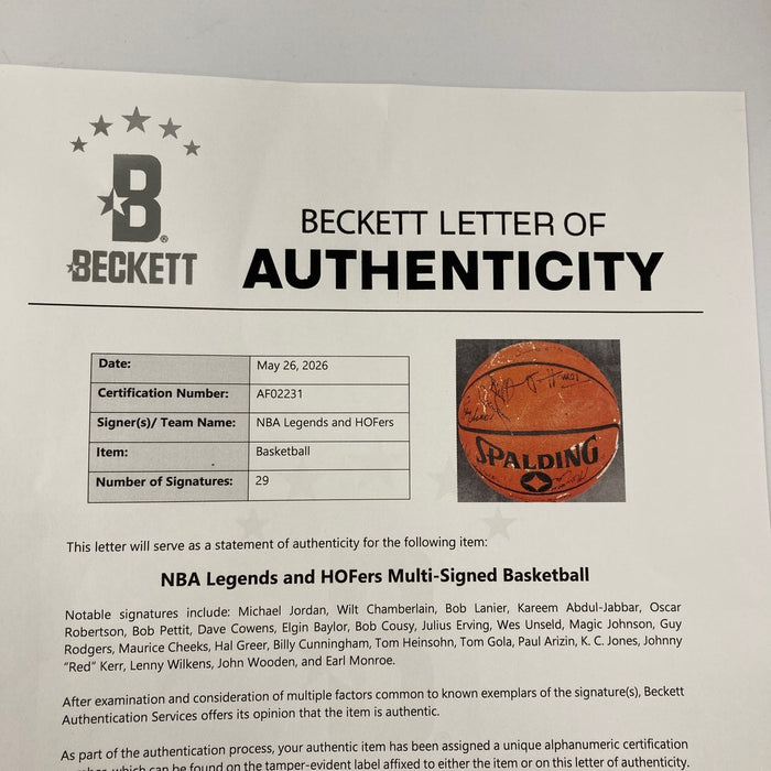 Michael Jordan Wilt Chamberlain Hall Of Fame Multi Signed Basketball Beckett COA