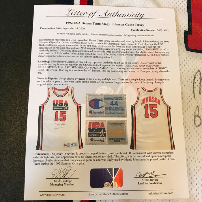 1992 Magic Johnson Team USA Olympics Jersey.
