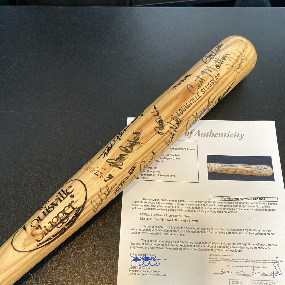 Rare 1969 Chicago Cubs & Baltimore Orioles Team Signed Baseball Bat With JSA COA