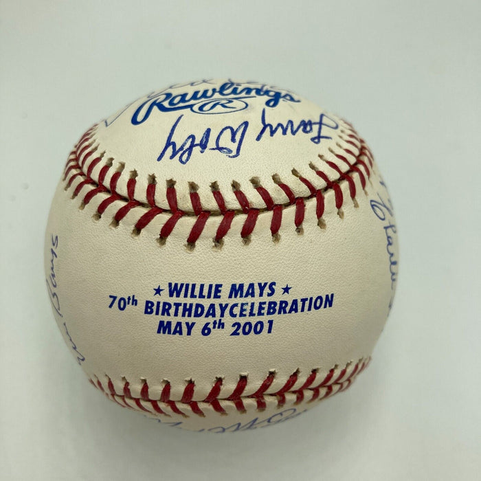 Willie Mays 70th Birthday Signed Baseball Hank Aaron Ernie Banks Stan Musial JSA