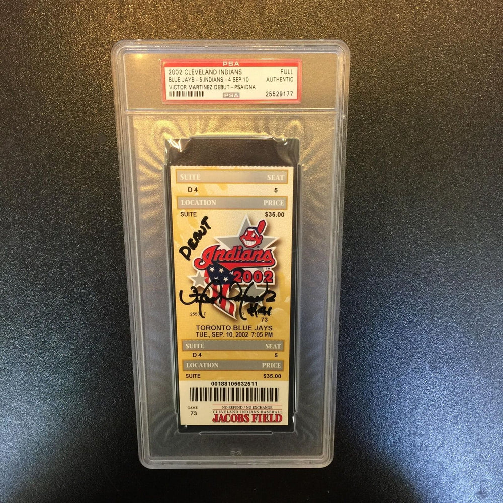 Victor Martinez Signed 1st Game MLB Debut Full Ticket 1st Hit PSA DNA COA