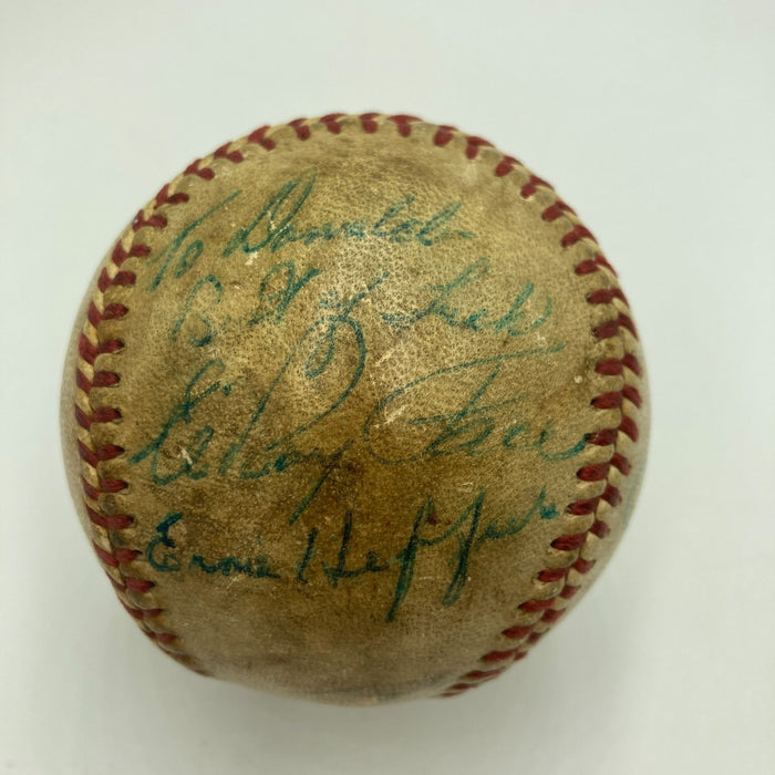 1961 World Series Umpires Signed Game Used Baseball JSA COA Yankees Reds