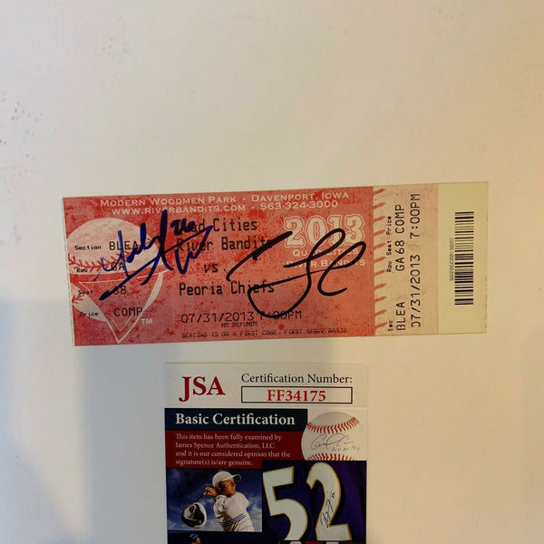 Carlos Correa & Mark Appel Pre Rookie Signed Houston Astros Ticket JSA COA