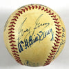 Joe Dimaggio Freddie Lindstrom Warren Giles Hall Of Fame Signed Baseball JSA COA