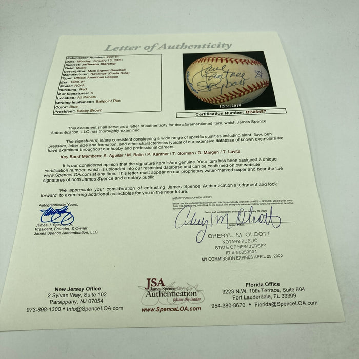 Jefferson Starship Band Multi Signed Baseball With JSA COA