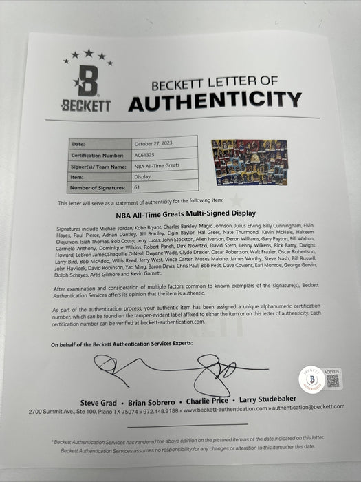 Michael Jordan Kobe Bryant LeBron James Signed Legends Of The Game Art