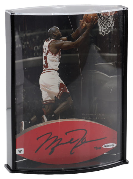 Beautiful Michael Jordan Signed Bulls Game Used Floor Display UDA PSA & GOAT COA