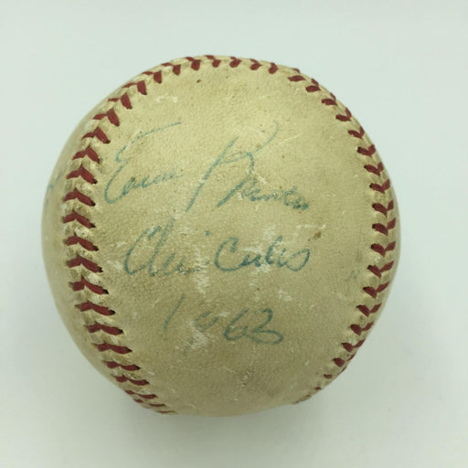 1963 Ernie Banks Signed Game Used National League Chicago Cubs Baseball JSA COA