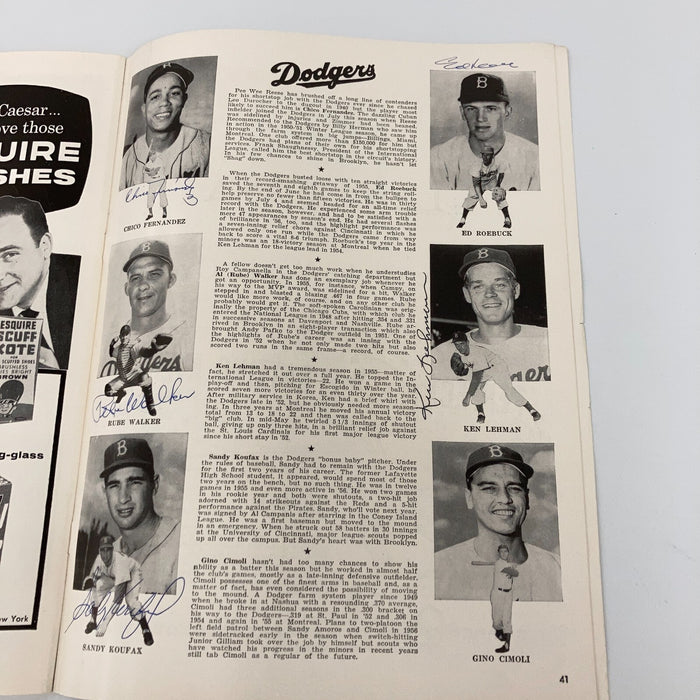 The Finest 1956 World Series Yankees Dodgers Signed Program Mantle Koufax JSA