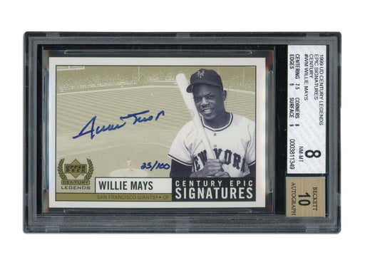 1999 Upper Deck Century Legends Willie Mays Auto 25/100 BGS 8 Auto 10