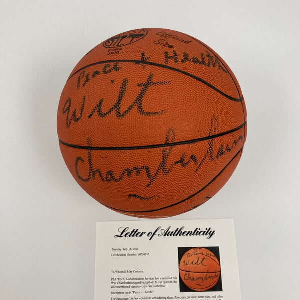 Wilt Chamberlain  "Peace & Health" Signed Vintage Rawlings Basketball PSA & BAS