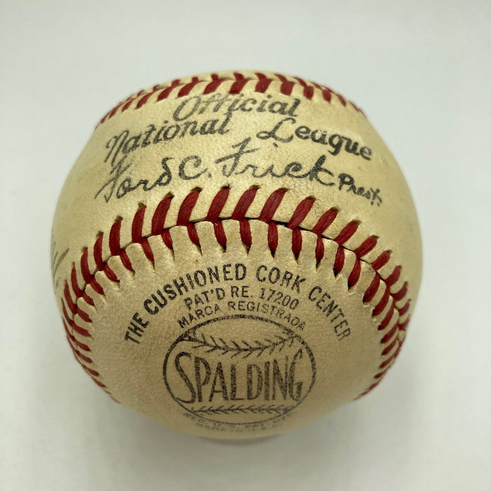Mickey Owen & Whit Wyatt Signed 1940's NL Frick Baseball JSA Brooklyn Dodgers