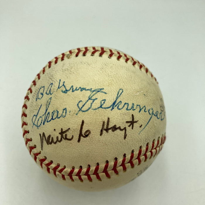 Earl Averill Burleigh Grimes Waite Hoyt Hall Of Fame Multi Signed Baseball JSA