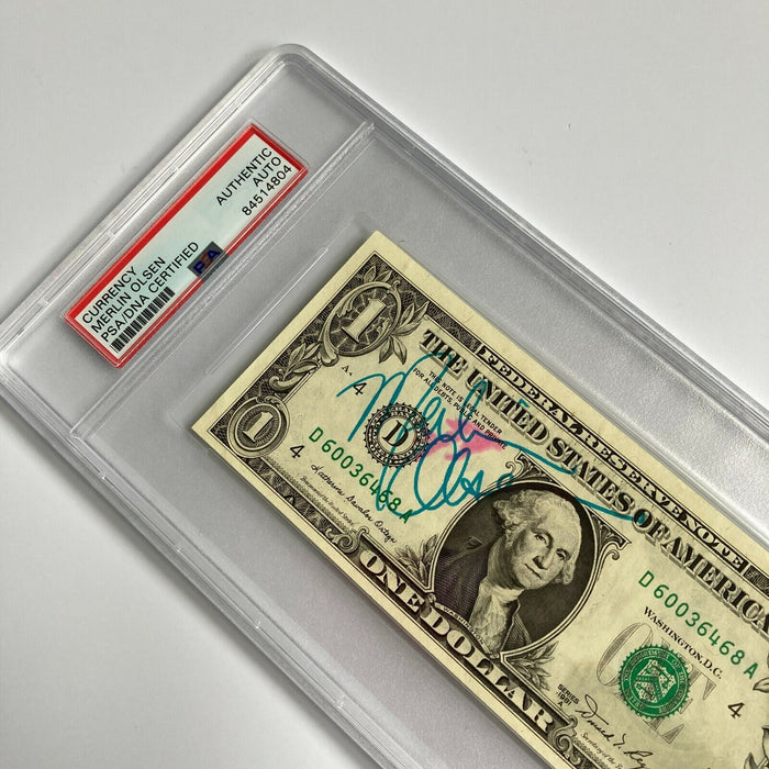 Merlin Olsen Signed Autographed $1 One Dollar Bill PSA DNA COA NFL