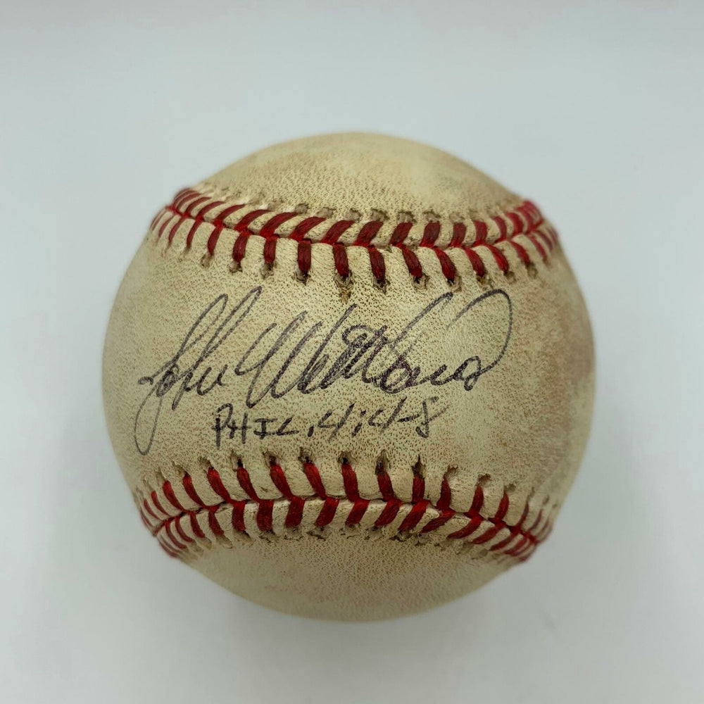 1996 John Wetteland Signed Inscribed Game Used American League Baseball JSA COA