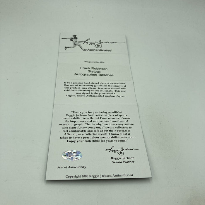 Frank Robinson Signed Heavily Inscribed Career STAT Baseball Reggie Jackson COA