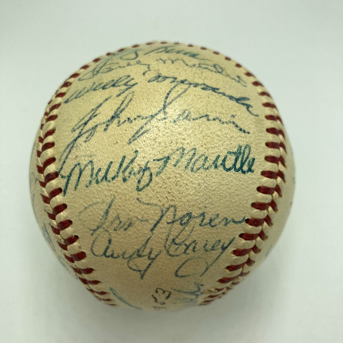 1953 New York Yankees World Series Champs Team Signed Baseball Mickey Mantle JSA
