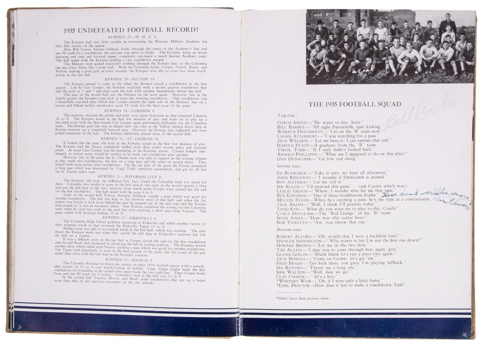 Sam Walton Signed 1936 High School Yearbook Walmart Owner Beckett & JSA COA