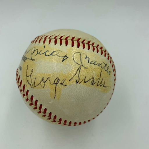 Mickey Mantle Joe Dimaggio George Sisler Casey Stengel Signed Baseball JSA COA