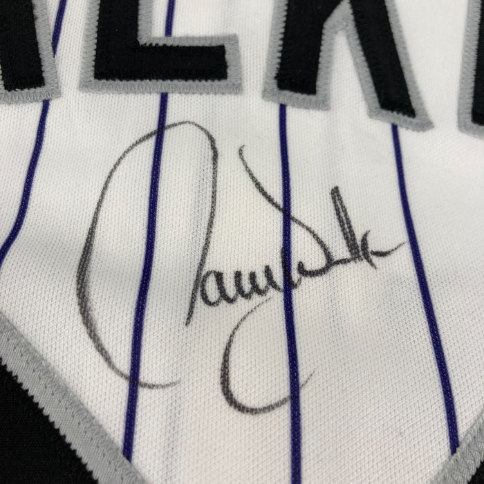 Larry Walker Signed Game Issued Colorado Rockies Russell Jersey JSA COA