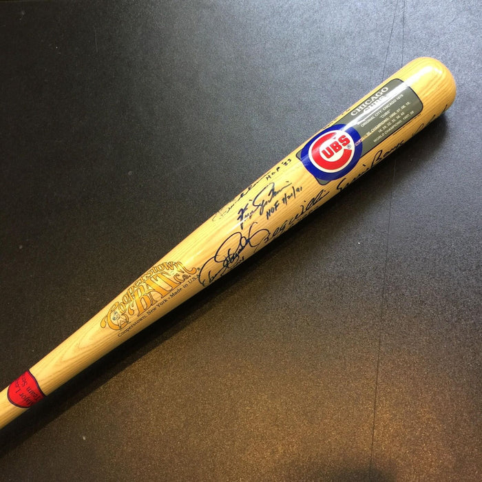 Beautiful Chicago Cubs Hall Of Fame Legends (9) Signed Bat Ernie Banks JSA COA