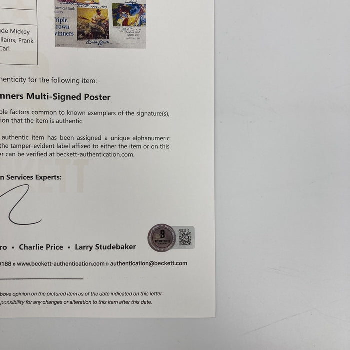 Mickey Mantle Ted Williams Signed Leroy Neiman Triple Crown Photo Litho Beckett