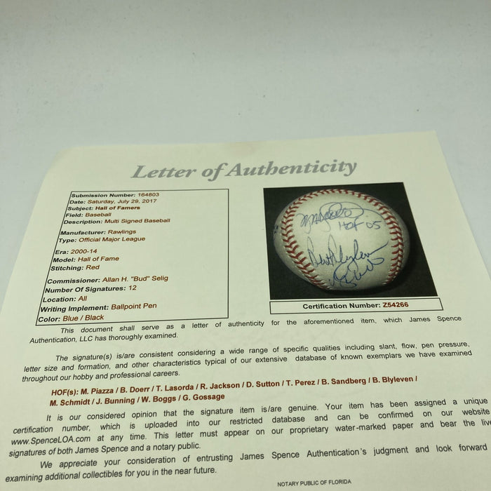 Mike Piazza Tom Seaver Ryne Sandberg Hall Of Fame Multi Signed Baseball JSA COA