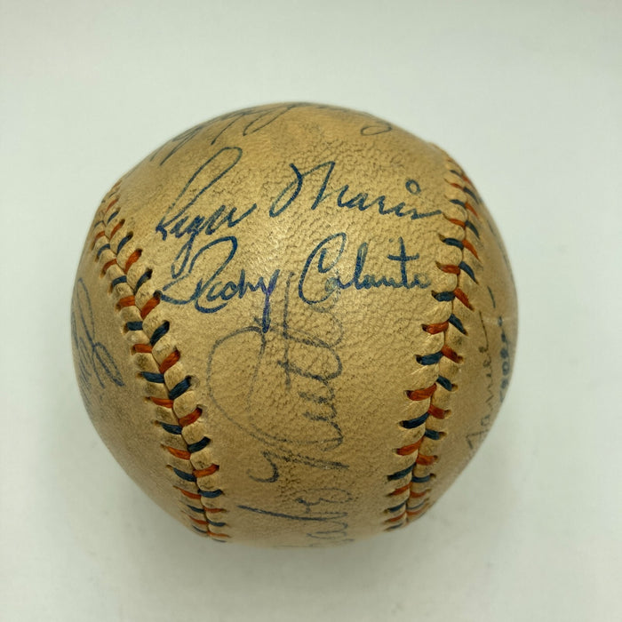 Babe Ruth, Mickey Mantle, Joe Dimaggio & Roger Maris Signed Baseball JSA COA