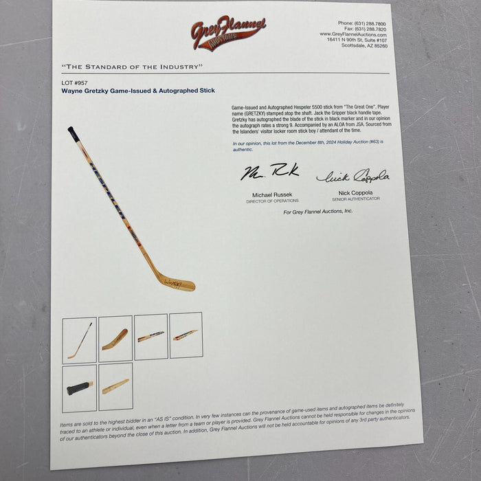 Wayne Gretzky Signed Game Issued Hespeler Hockey Stick JSA COA