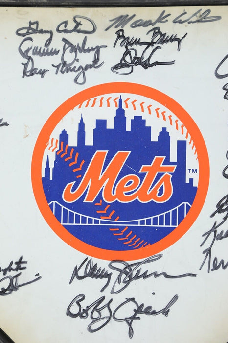 1986 New York Mets World Series Champs Team Signed Home Plate Steiner COA