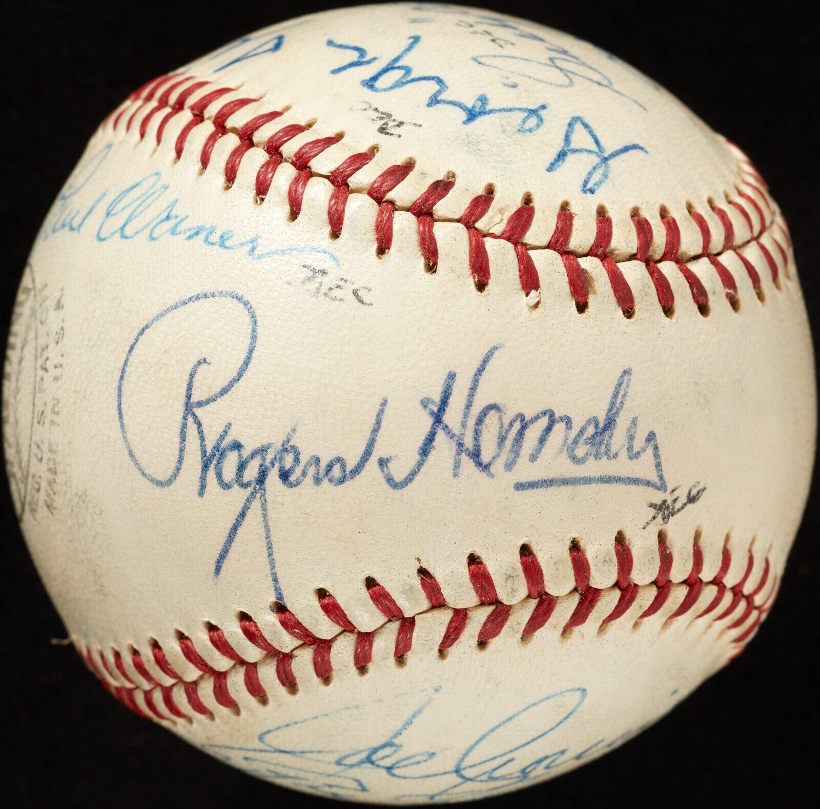 Stunning 1950's Hall Of Fame Multi Signed Baseball Rogers Hornsby Paul Waner PSA