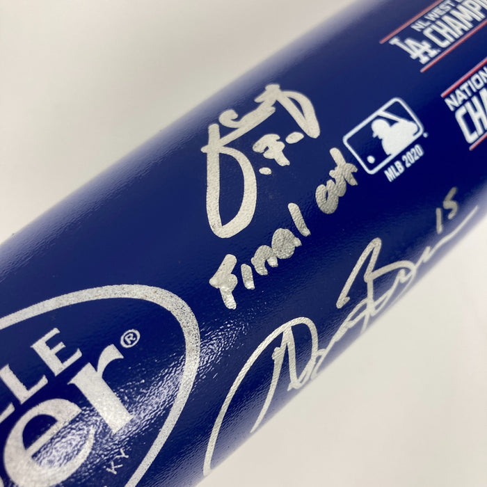 Julio Urias & Austin Barnes Signed 2020 Los Angeles Dodgers World Series Bat PSA