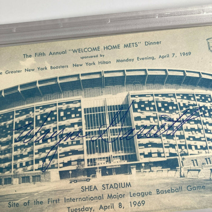 Wayne Garrett Signed 1969 New York Mets Shea Stadium Postcard PSA DNA RARE