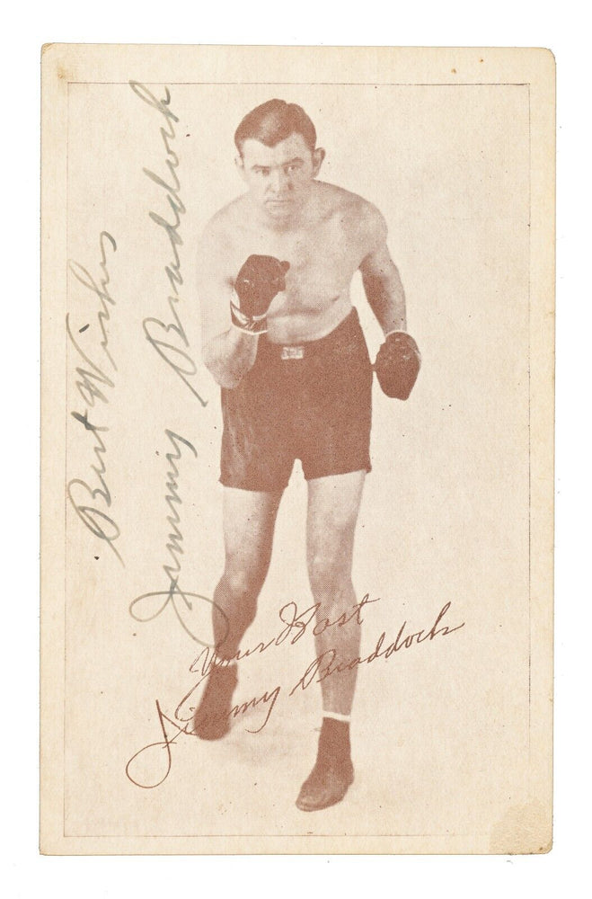 James Braddock "Cinderella Man" Signed 1930's Restaurant Postcard Photo JSA COA
