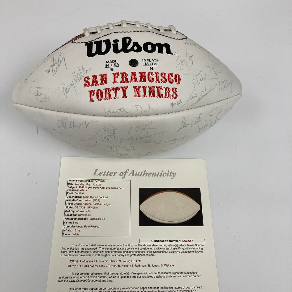 1988 San Francisco 49ers Super Bowl XXIV Champs Team Signed Football JSA COA