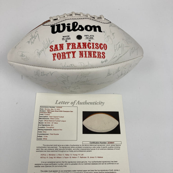 1988 San Francisco 49ers Super Bowl XXIV Champs Team Signed Football JSA COA