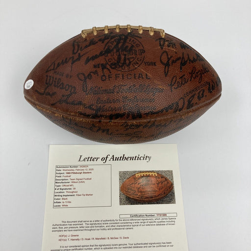1969 Pittsburgh Steelers Team Signed Wilson NFL Game Football JSA COA