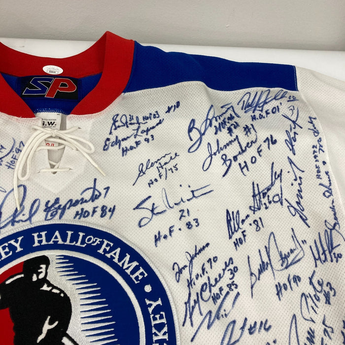Incredible NHL Hockey Hall Of Fame Multi Signed Jersey 66 Signatures JSA COA