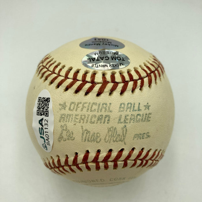 Beautiful Mickey Mantle Triple Crown 1956 Signed Inscribed Baseball JSA COA