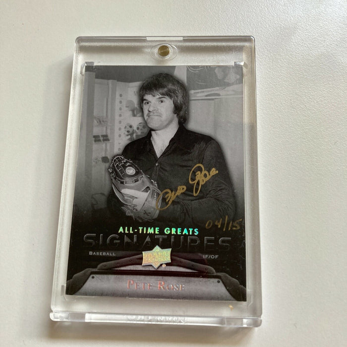 2012 Upper Deck All Time Greats Pete Rose Auto #4/15 Signed Baseball Card