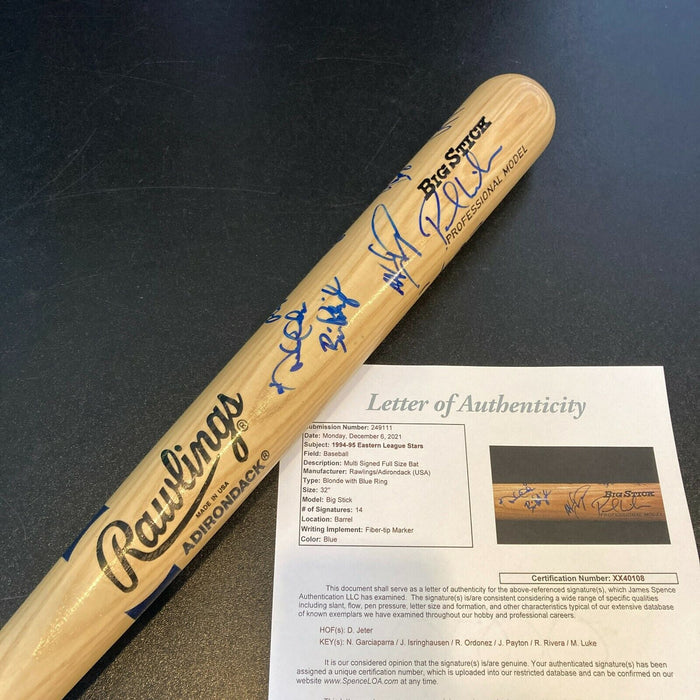 Derek Jeter Pre Rookie 1994 Minor League Stars Signed Baseball Bat With JSA COA