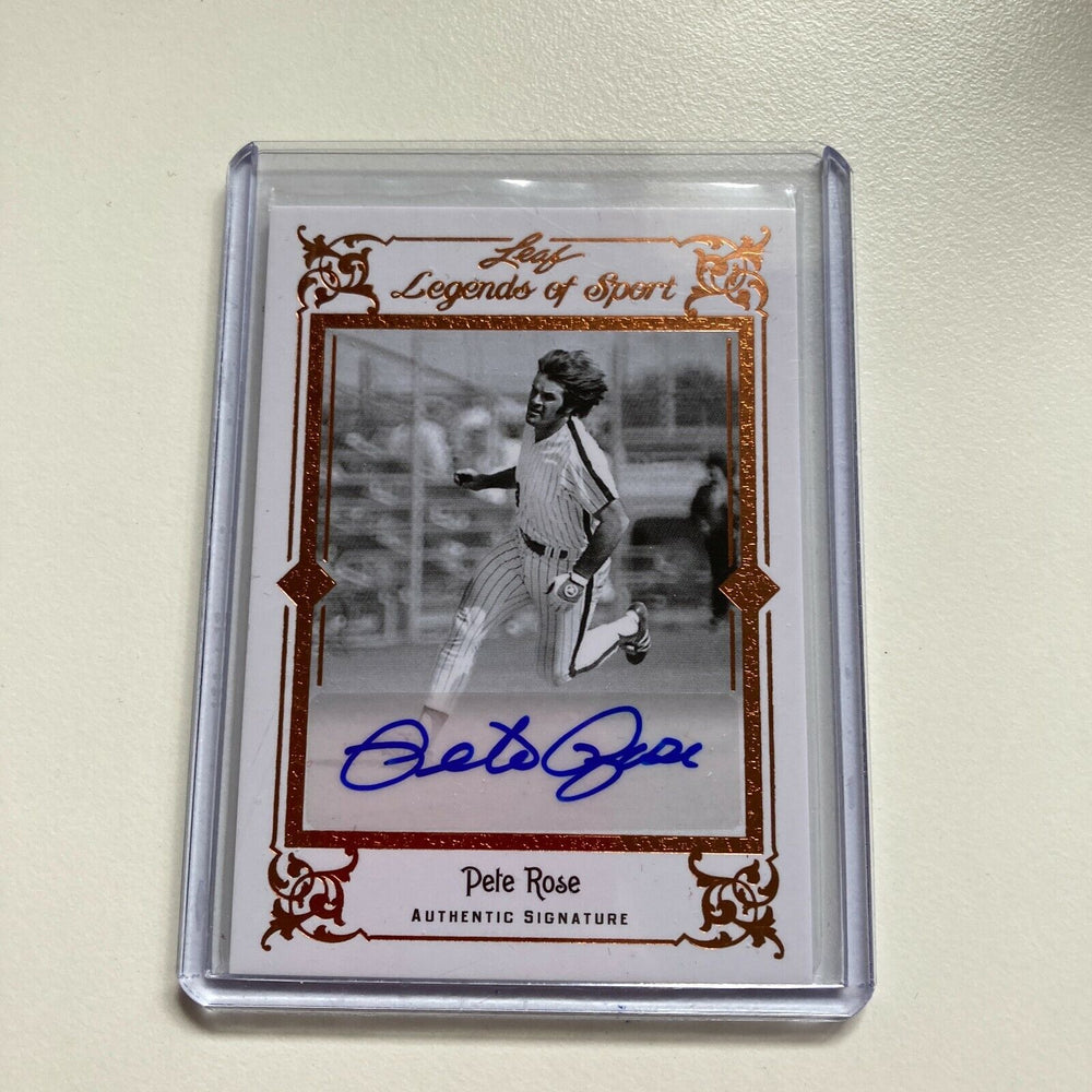 Leaf Legends Of Sport Pete Rose Auto Signed Autographed Baseball Card