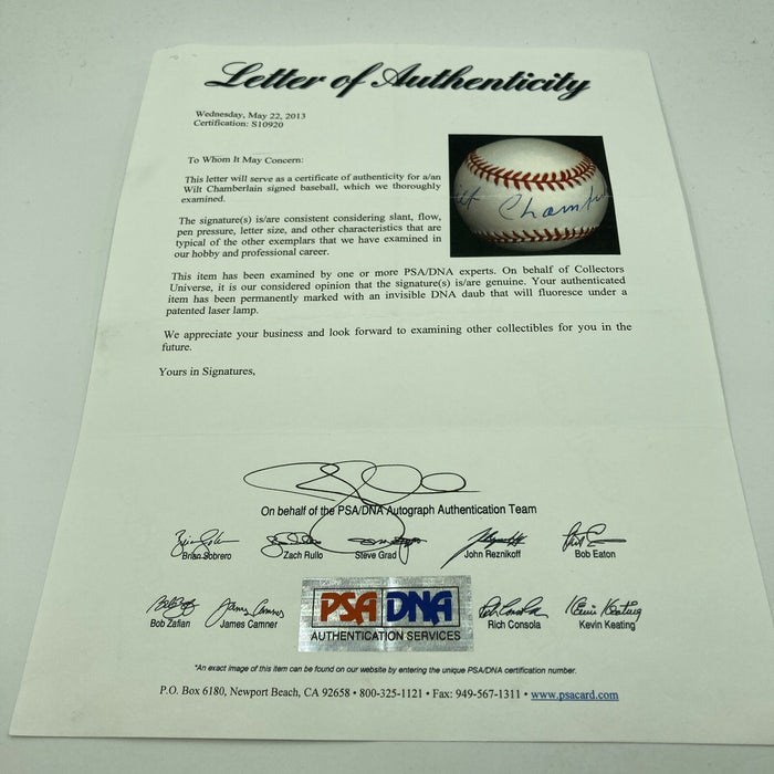 Beautiful Wilt Chamberlain Single Signed National League Baseball PSA DNA COA