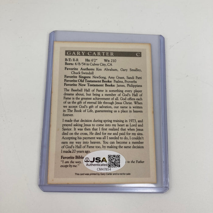 Gary Carter Signed Baseball Card RC JSA COA Auto