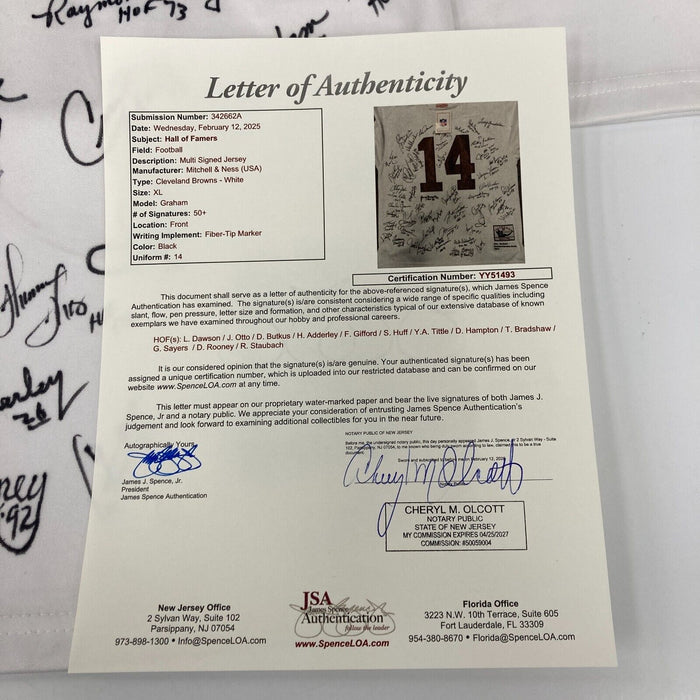 NFL Hall Of Fame Multi Signed Mitchell & Ness Jersey With 50+ Signatures JSA COA