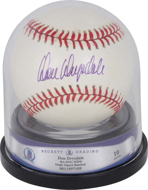 Don Drysdale Signed National League Baseball BGS Graded 10 GEM MINT Beckett