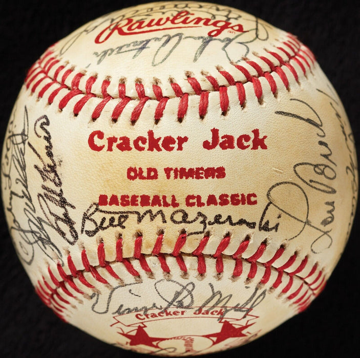 Hank Aaron Ernie Banks 1980's Cracker Jack Old Timer's Game Signed Baseball BAS