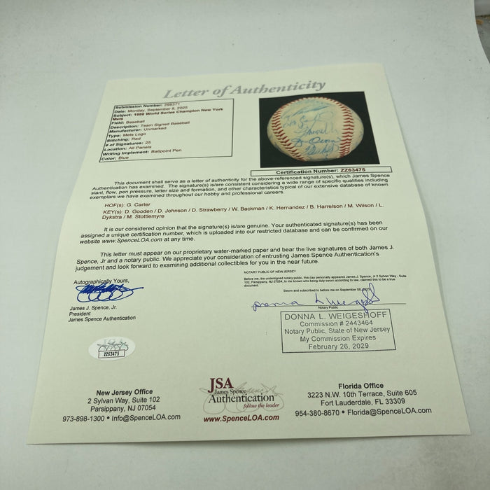 Vintage 1986 New York Mets World Series Champs Team Signed Baseball JSA COA